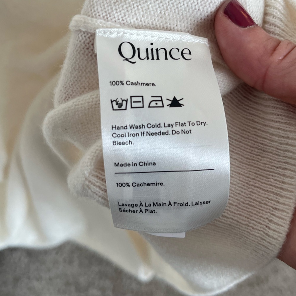 Quince 100% Cashmere Sweater | Cream Crewneck Knit (M) - Picture 4 of 4